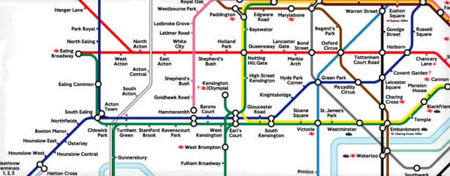Схема метро Хитроу-Лондон