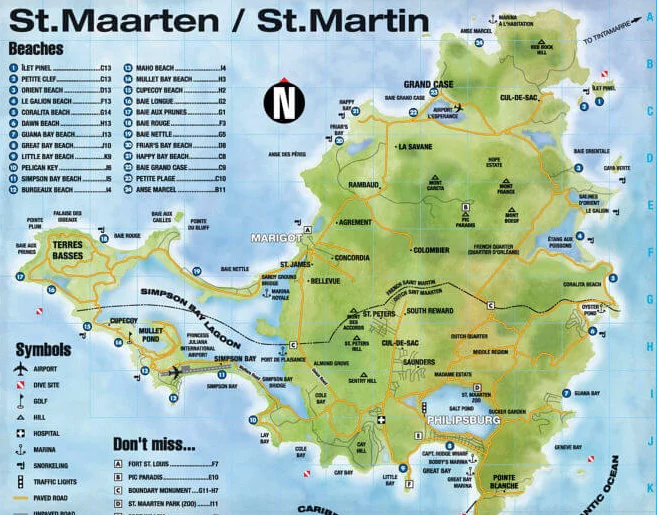 Карта острова Сен-Мартен