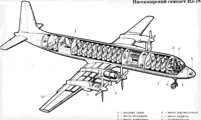 Схема салона Ил-18