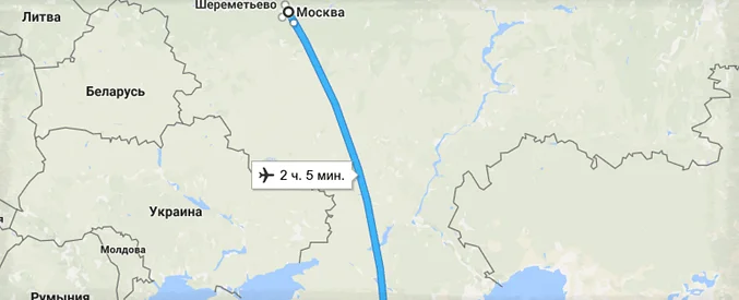 сколько лететь до Минеральных Вод из Москвы