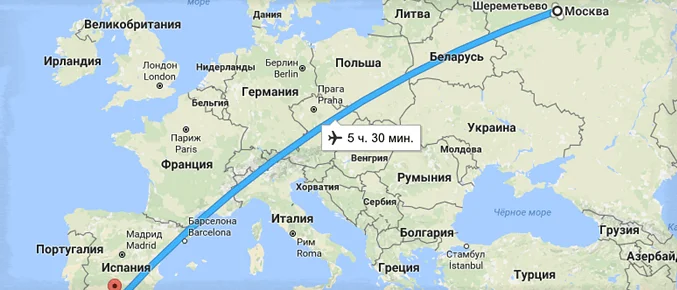 сколько лететь до Малаги из Москвы прямым рейсом