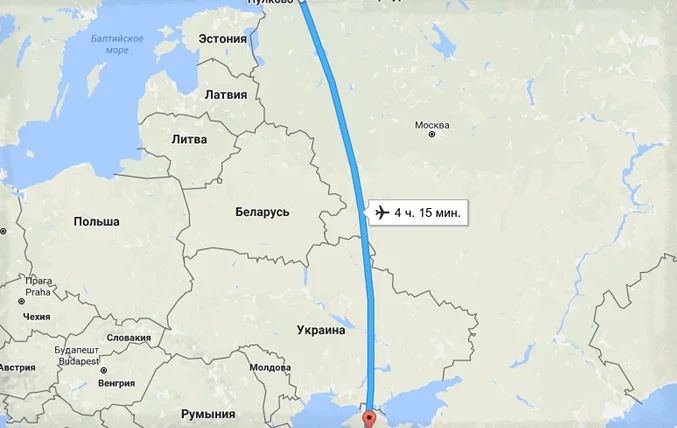 сколько лететь до Симферополя из Санкт-Петербурга